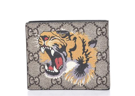 gucci bifold wallet supreme tiger beige|Brown interior GG bi.